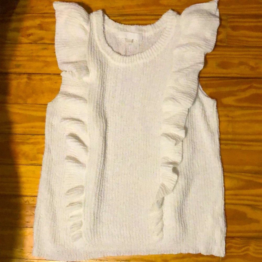 Sleeveless white ruffle knot top Adyson Parker size L roomy